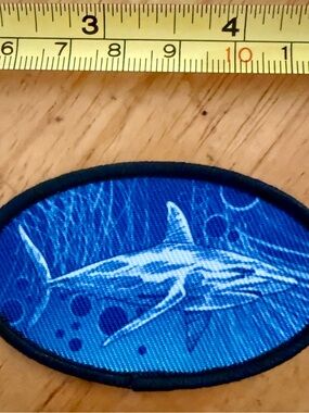 Blue Shark Embroidered Patch for Fish Decor & Accessories